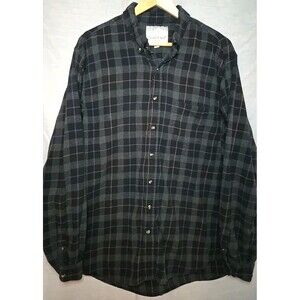 Northcrest Outdoor Flannel Long-Sleeve Button Shirt, Sz XLT, Plaid Black/Gray